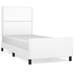vidaXL Bettgestell mit Kopfteil Weiß 100x200 cm Kunstleder