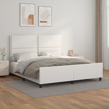 vidaXL Bettgestell mit Kopfteil Weiß 160x200 cm Kunstleder