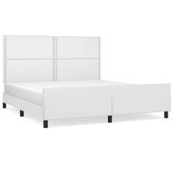vidaXL Bettgestell mit Kopfteil Weiß 160x200 cm Kunstleder