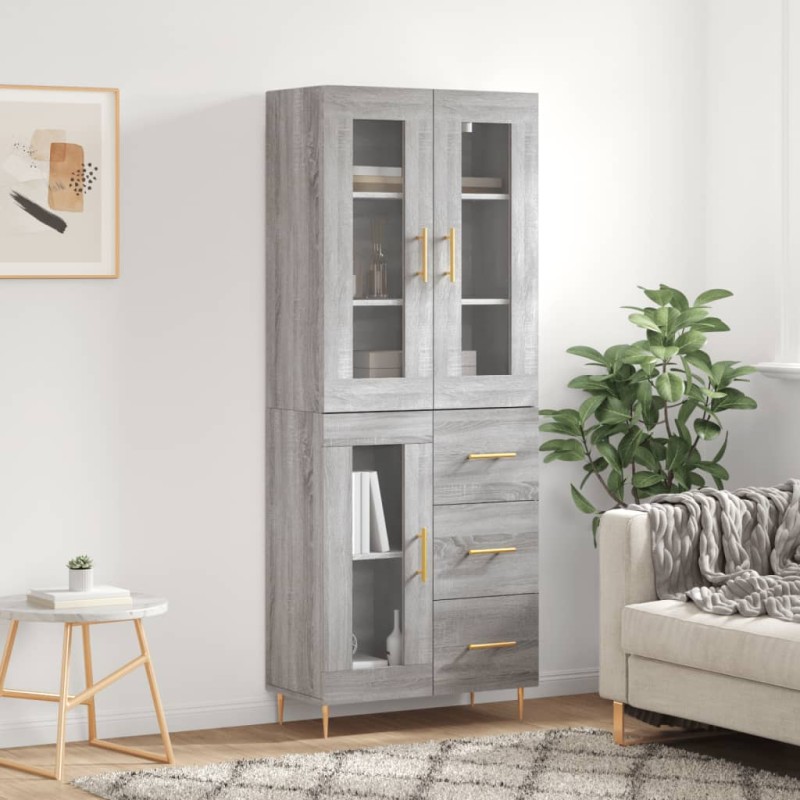 Highboard Grau Sonoma 69,5x34x180 cm Holzwerkstoff Highboard Grau Sonoma 69,5x34x180 cm Holzwerkstoff