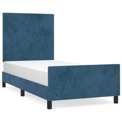 vidaXL Bettgestell mit Kopfteil Dunkelblau 90x190 cm Samt