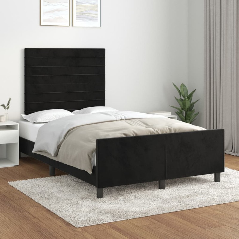 vidaXL Bettgestell mit Kopfteil Schwarz 120x200 cm Samt vidaXL Bettgestell mit Kopfteil Schwarz 120x200 cm Samt