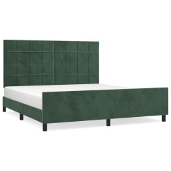 vidaXL Bettgestell mit Kopfteil Dunkelgrün 160x200 cm Samt
