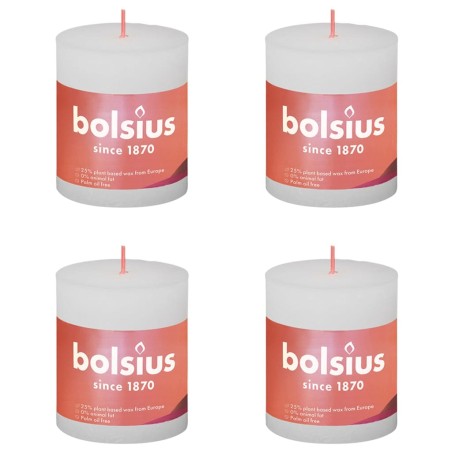 Bolsius Rustikale Stumpenkerzen Shine 4 Stk. 80x68 mm Wolkenweiß