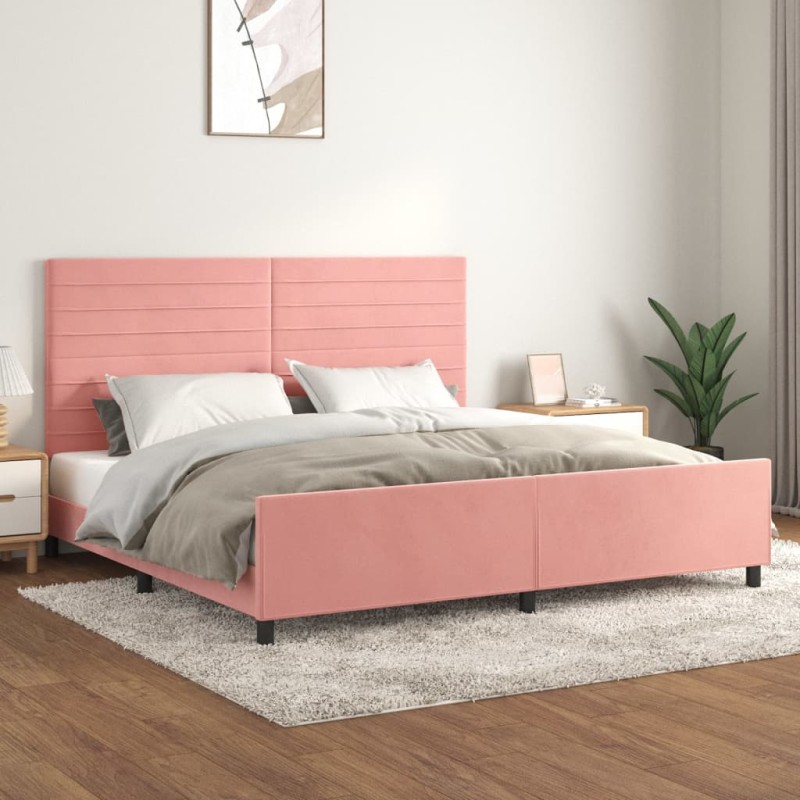 vidaXL Bettgestell mit Kopfteil Rosa 200x200 cm Samt vidaXL Bettgestell mit Kopfteil Rosa 200x200 cm Samt