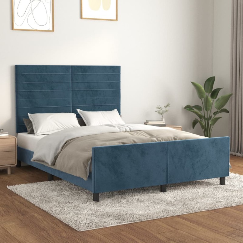 vidaXL Bettgestell mit Kopfteil Dunkelblau 140x200 cm Samt vidaXL Bettgestell mit Kopfteil Dunkelblau 140x200 cm Samt