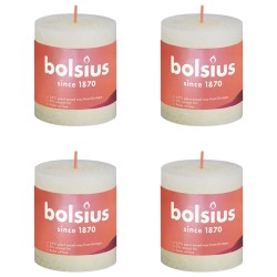 Bolsius Rustikale Stumpenkerzen Shine 4 Stk. 80x68 mm Perlenweiß