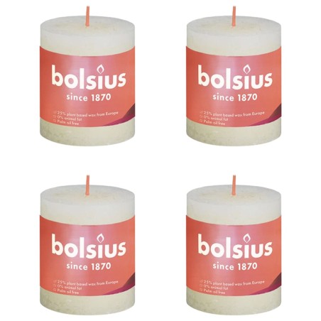 Bolsius Rustikale Stumpenkerzen Shine 4 Stk. 80x68 mm Perlenweiß
