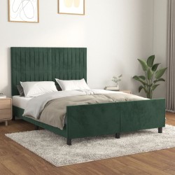 vidaXL Bettgestell mit Kopfteil Dunkelgrün 140x190 cm Samt