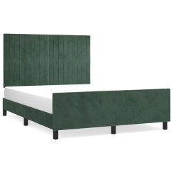 vidaXL Bettgestell mit Kopfteil Dunkelgrün 140x190 cm Samt