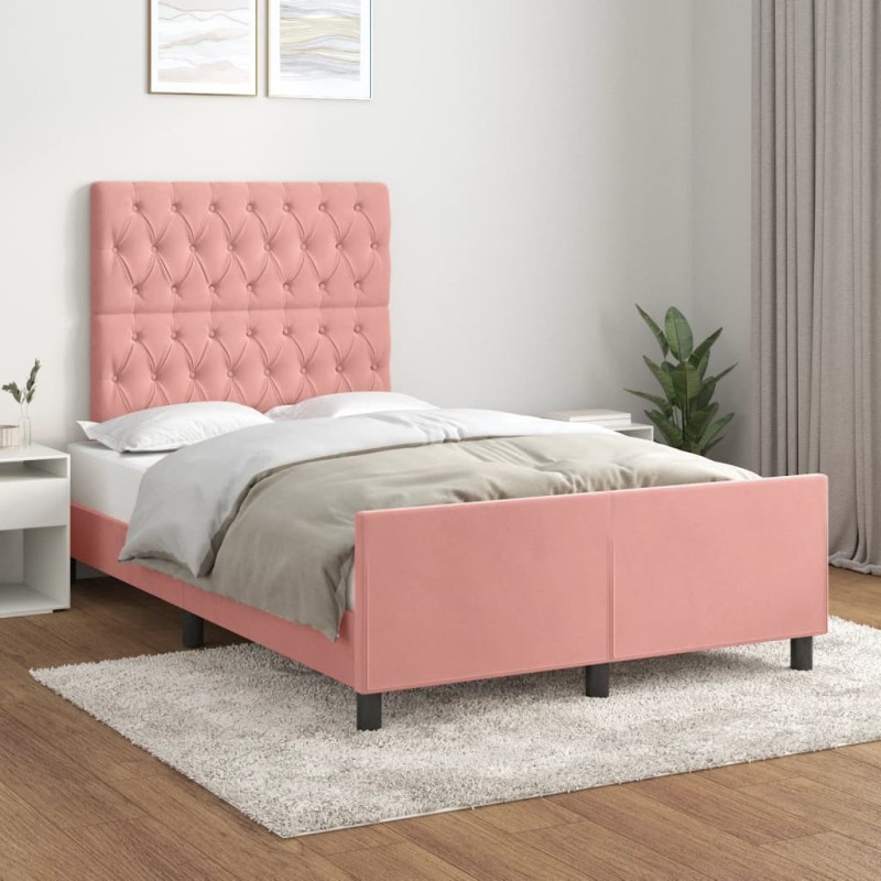 vidaXL Bettgestell mit Kopfteil Rosa 120x200 cm Samt vidaXL Bettgestell mit Kopfteil Rosa 120x200 cm Samt