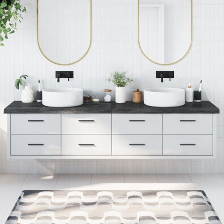 Waschtischplatte Dunkelgrau 220x60x6 cm Massivholz Behandelt
