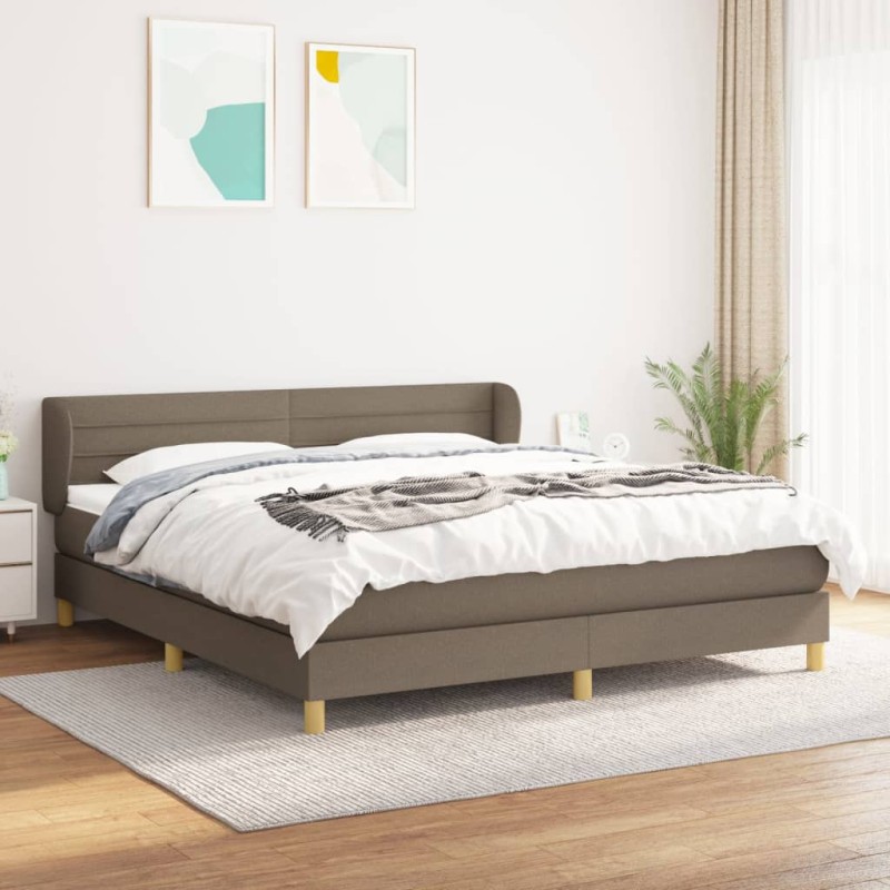 vidaXL Boxspringbett mit Matratze Taupe 180x200 cm Stoff vidaXL Boxspringbett mit Matratze Taupe 180x200 cm Stoff