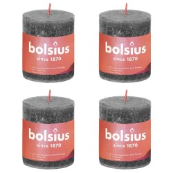 Bolsius Rustikale Stumpenkerzen Shine 4 Stk. 80x68 mm Sturmgrau