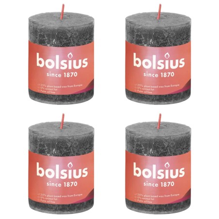 Bolsius Rustikale Stumpenkerzen Shine 4 Stk. 80x68 mm Sturmgrau