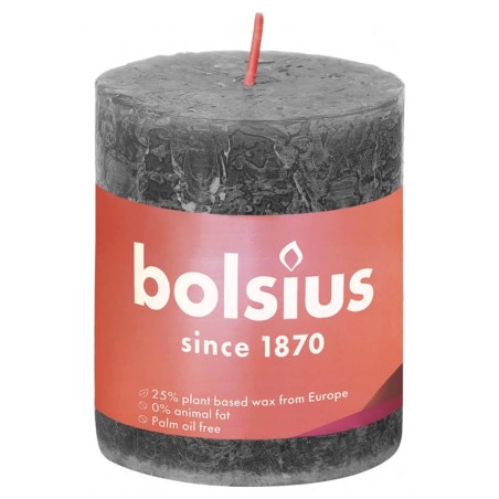 Bolsius Rustikale Stumpenkerzen Shine 4 Stk. 80x68 mm Sturmgrau