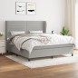 vidaXL Boxspringbett mit Matratze Hellgrau 160x200 cm Stoff vidaXL Boxspringbett mit Matratze Hellgrau 160x200 cm Stoff