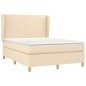 vidaXL Boxspringbett mit Matratze Creme 140x190 cm Stoff vidaXL Boxspringbett mit Matratze Creme 140x190 cm Stoff