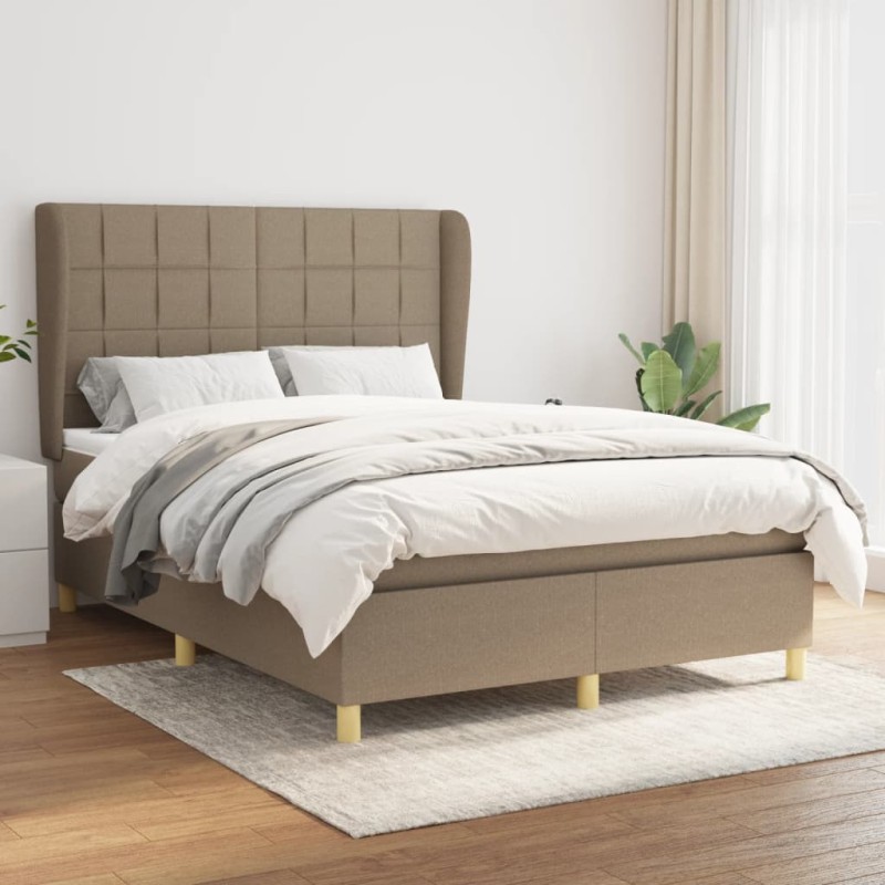 vidaXL Boxspringbett mit Matratze Taupe 140x190 cm Stoff vidaXL Boxspringbett mit Matratze Taupe 140x190 cm Stoff