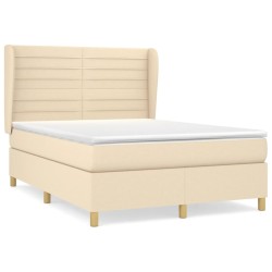 vidaXL Boxspringbett mit Matratze Creme 140x200 cm Stoff