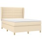 vidaXL Boxspringbett mit Matratze Creme 140x200 cm Stoff vidaXL Boxspringbett mit Matratze Creme 140x200 cm Stoff