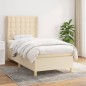 vidaXL Boxspringbett mit Matratze Creme 100x200 cm Stoff vidaXL Boxspringbett mit Matratze Creme 100x200 cm Stoff