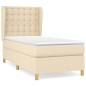 vidaXL Boxspringbett mit Matratze Creme 100x200 cm Stoff vidaXL Boxspringbett mit Matratze Creme 100x200 cm Stoff