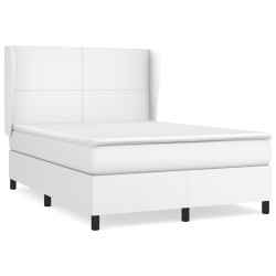 vidaXL Boxspringbett mit Matratze Weiß 140x200 cm Kunstleder