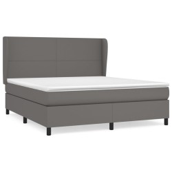 vidaXL Boxspringbett mit Matratze Grau 160x200 cm Kunstleder
