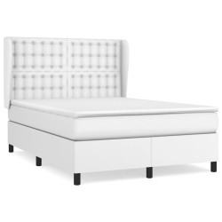 vidaXL Boxspringbett mit Matratze Weiß 140x200 cm Kunstleder