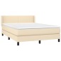 vidaXL Boxspringbett mit Matratze Creme 140x190 cm Stoff vidaXL Boxspringbett mit Matratze Creme 140x190 cm Stoff