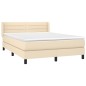 vidaXL Boxspringbett mit Matratze Creme 140x200 cm Stoff vidaXL Boxspringbett mit Matratze Creme 140x200 cm Stoff