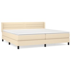 vidaXL Boxspringbett mit Matratze Creme 200x200 cm Stoff