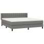 vidaXL Boxspringbett mit Matratze Dunkelgrau 160x200 cm Stoff vidaXL Boxspringbett mit Matratze Dunkelgrau 160x200 cm Stoff