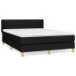 vidaXL Boxspringbett mit Matratze Schwarz 140x200 cm Stoff vidaXL Boxspringbett mit Matratze Schwarz 140x200 cm Stoff