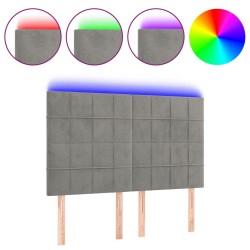 vidaXL LED Kopfteil Hellgrau 144x5x118/128 cm Samt