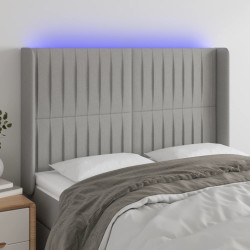 vidaXL LED Kopfteil Hellgrau 147x16x118/128 cm Stoff
