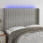 vidaXL LED Kopfteil Hellgrau 147x16x118/128 cm Stoff