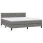vidaXL Boxspringbett mit Matratze & LED Dunkelgrau 160x200 cm Stoff vidaXL Boxspringbett mit Matratze & LED Dunkelgrau 160x200 cm Stoff