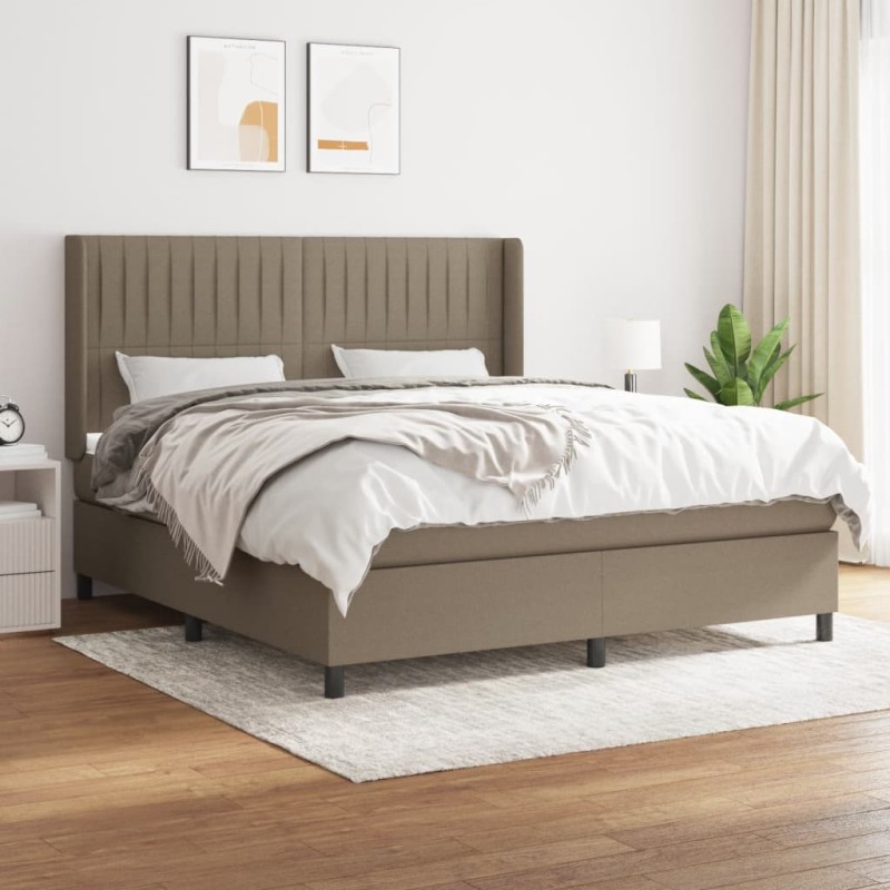 vidaXL Boxspringbett mit Matratze Taupe 160x200 cm Stoff vidaXL Boxspringbett mit Matratze Taupe 160x200 cm Stoff