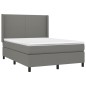 vidaXL Boxspringbett mit Matratze Dunkelgrau 140x190 cm Stoff vidaXL Boxspringbett mit Matratze Dunkelgrau 140x190 cm Stoff