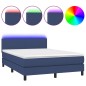 vidaXL Boxspringbett mit Matratze & LED Blau 140x200 cm Stoff vidaXL Boxspringbett mit Matratze & LED Blau 140x200 cm Stoff