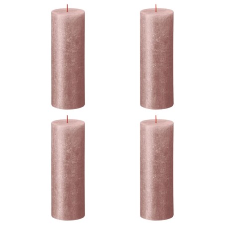 Bolsius Rustikale Stumpenkerzen Shimmer 4 Stk. 190x68 mm Rosa