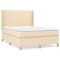 vidaXL Boxspringbett mit Matratze Creme 140x200 cm Stoff vidaXL Boxspringbett mit Matratze Creme 140x200 cm Stoff