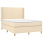 vidaXL Boxspringbett mit Matratze Creme 140x200 cm Stoff vidaXL Boxspringbett mit Matratze Creme 140x200 cm Stoff