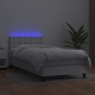 vidaXL Boxspringbett mit Matratze & LED Weiß 90x190 cm Kunstleder vidaXL Boxspringbett mit Matratze & LED Weiß 90x190 cm Kunstleder