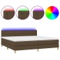vidaXL Boxspringbett mit Matratze & LED Dunkelbraun 200x200 cm Stoff vidaXL Boxspringbett mit Matratze & LED Dunkelbraun 200x200 cm Stoff