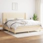 vidaXL Boxspringbett mit Matratze Creme 200x200 cm Stoff vidaXL Boxspringbett mit Matratze Creme 200x200 cm Stoff