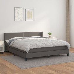 vidaXL Boxspringbett mit Matratze Grau 160x200 cm Kunstleder