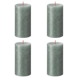 Bolsius Rustikale Stumpenkerzen Shimmer 4 Stk. 130x68 mm Oxidblau